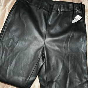 INC International Concepts Black Leather Trousers
